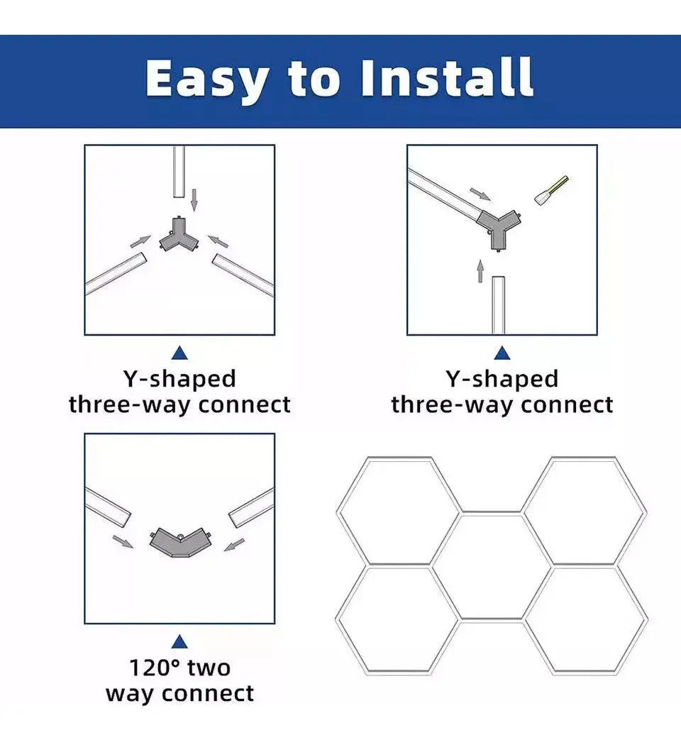 Luz LED Hexagonal Modular 192W 6500K para Techo, Talleres y Barberías