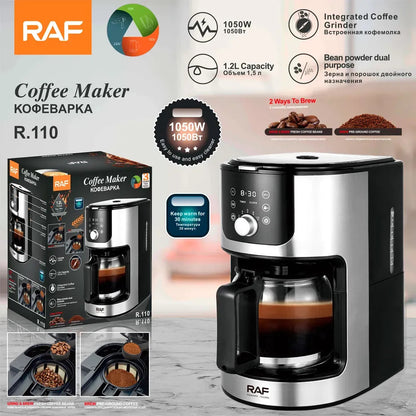 Cafetera Automática Con Molinillo Integrado Raf 1.2l Negra