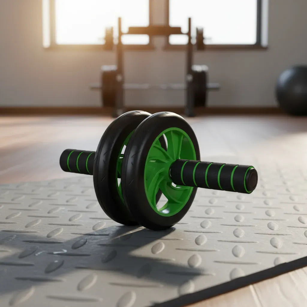 Rueda Abdominal Doble Rodillo Gym + Mat Tapete Rodillas