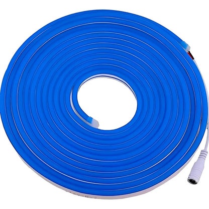 Cinta neón LED azul de 5 m con conector de alimentación