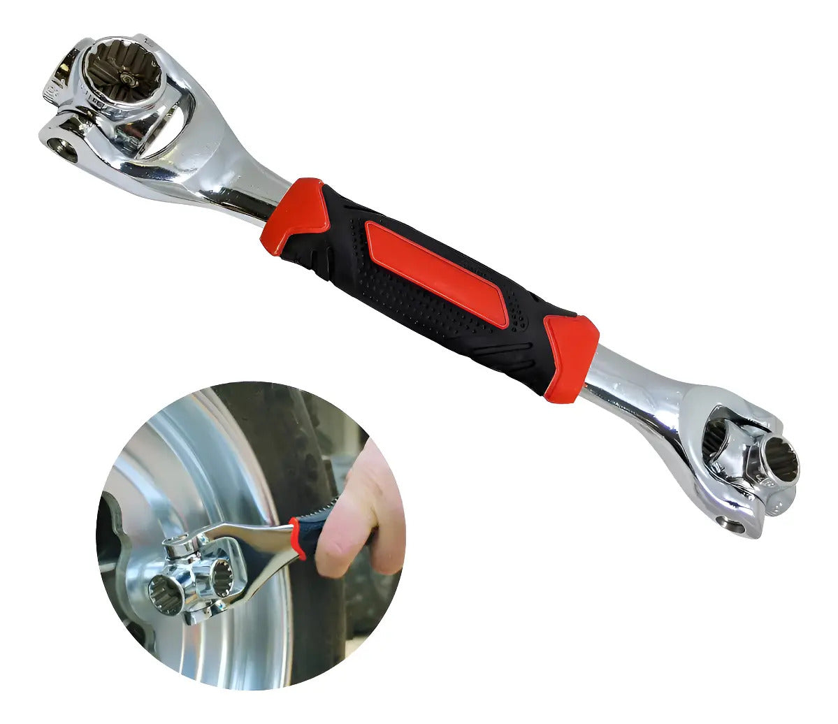 Llave multiuso 48 en 1 con mango antideslizante rojo y negro
