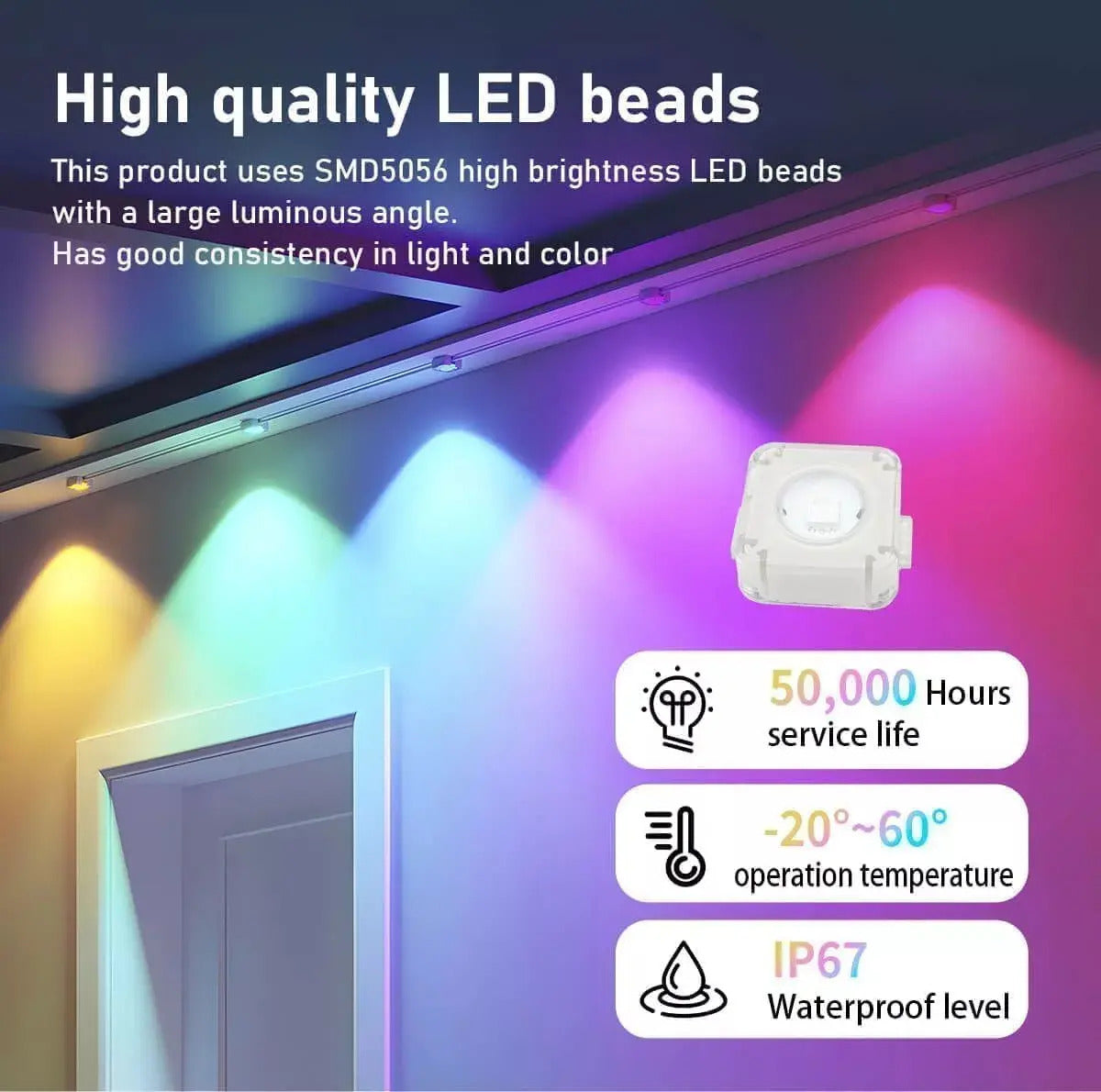 Cadena LED RGBIC Exterior 15 m con App y Control Remoto IP67 para Navidad Fiesta