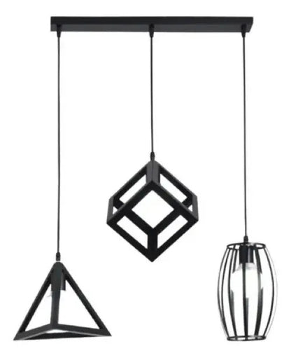 Lámpara Para Techo Colgante Vintage Con 3 Luces Y Cuerda