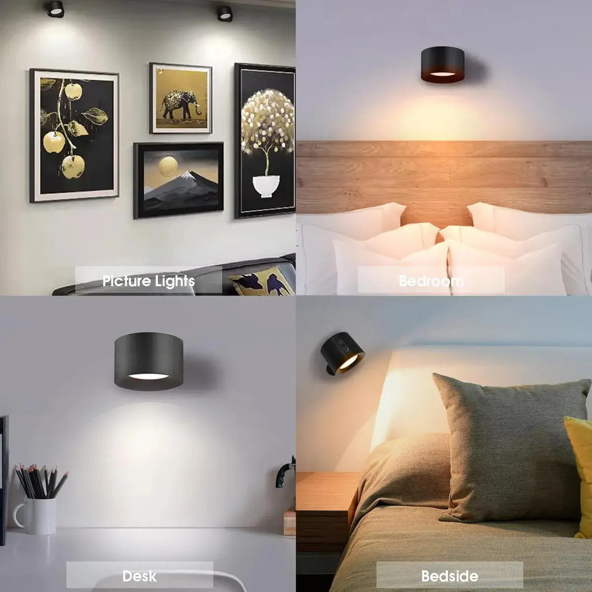 Lámpara LED De Pared Inalámbrica Magnética 360° Con Control Remoto Recargable