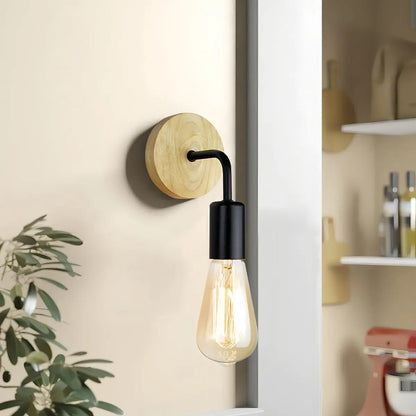 Apliqué Lámpara Decorativa Soporte Madera Porta E-27 Luces C