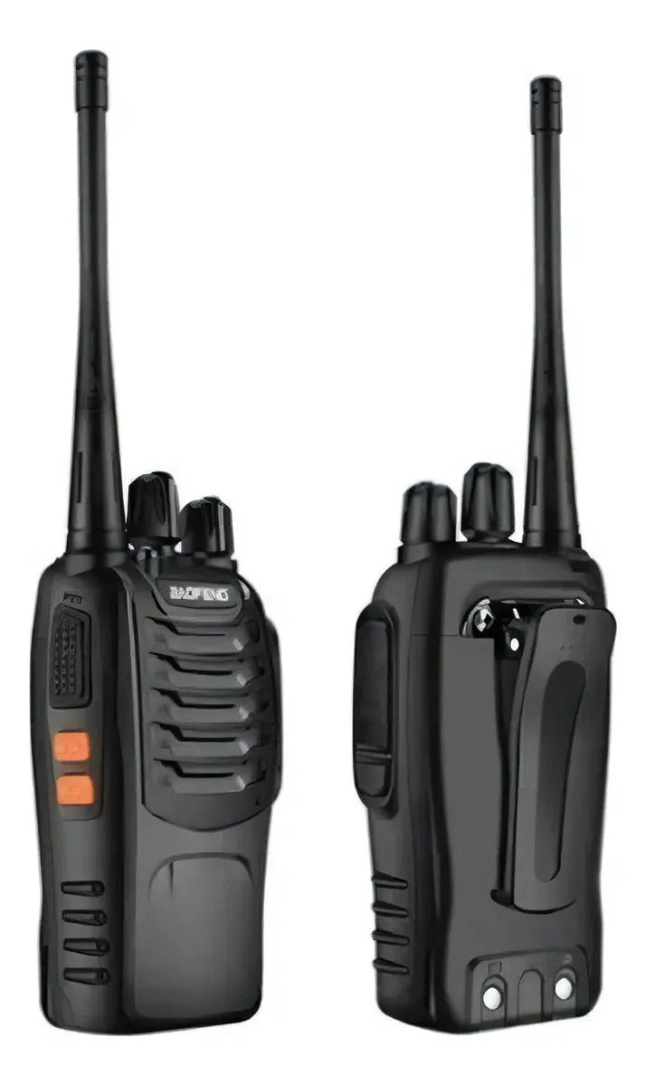 Walkie talkie BF-888S con controles laterales y clip trasero