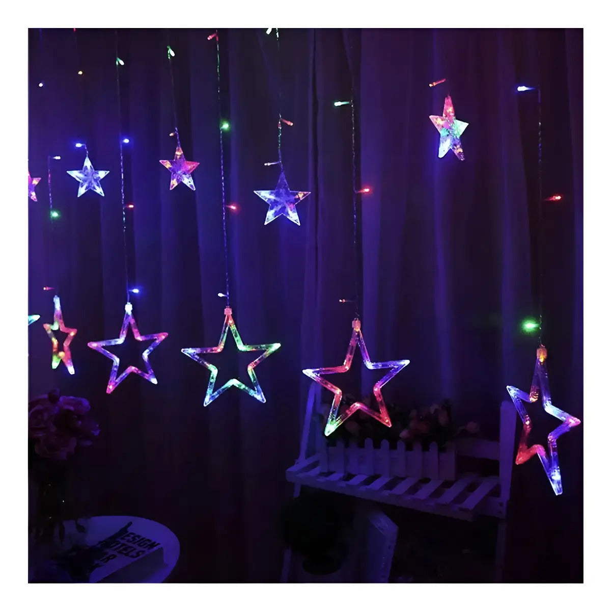 Guirnalda de estrellas LED multicolor para terraza y Fiestas Patrias