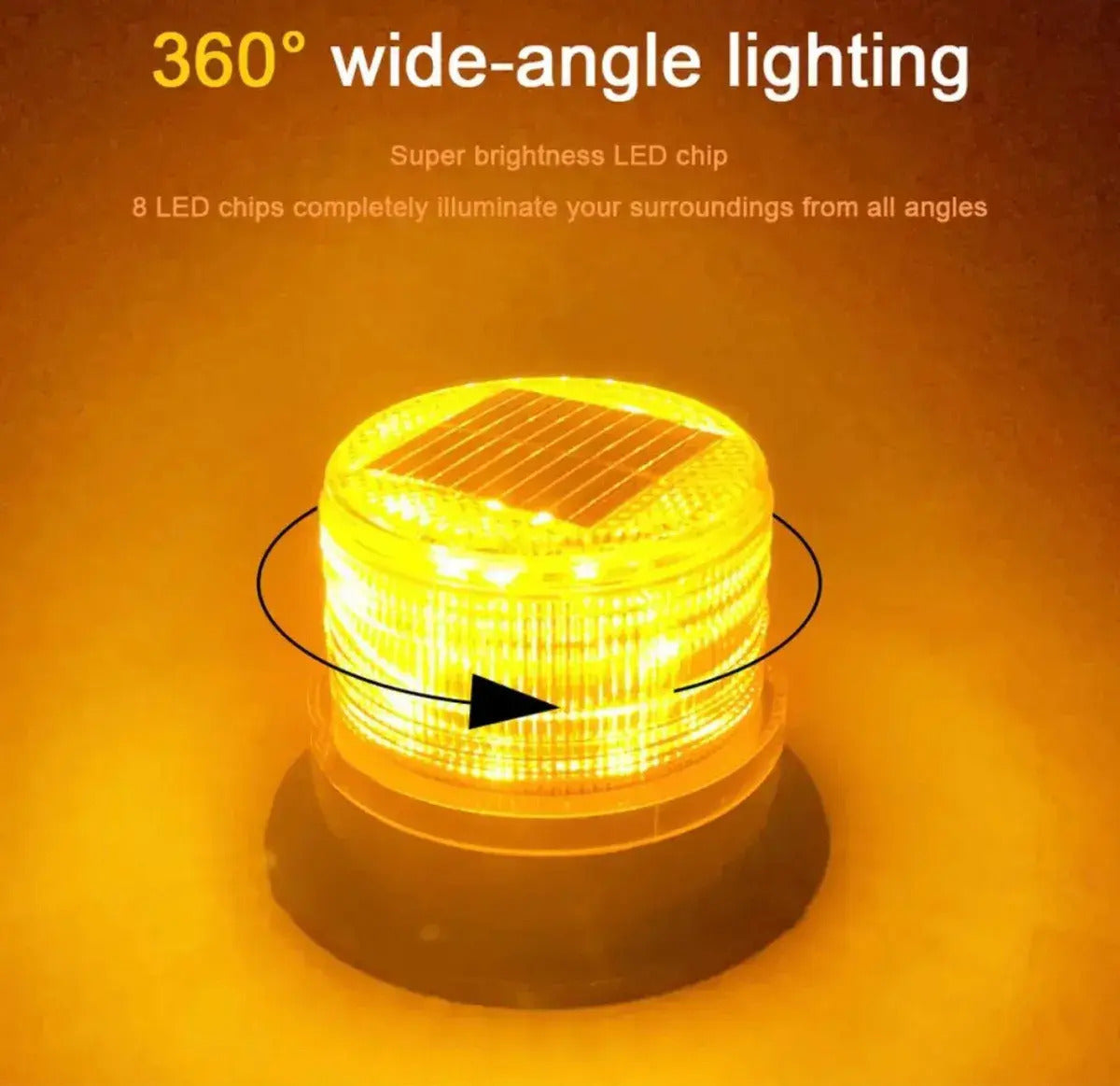 Baliza Solar LED Iman Seguridad Auto 12 LED Recargable