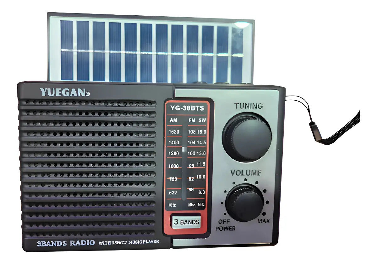 Radio Solar Portatil AM FM SW con Bluetooth y Linterna USB
