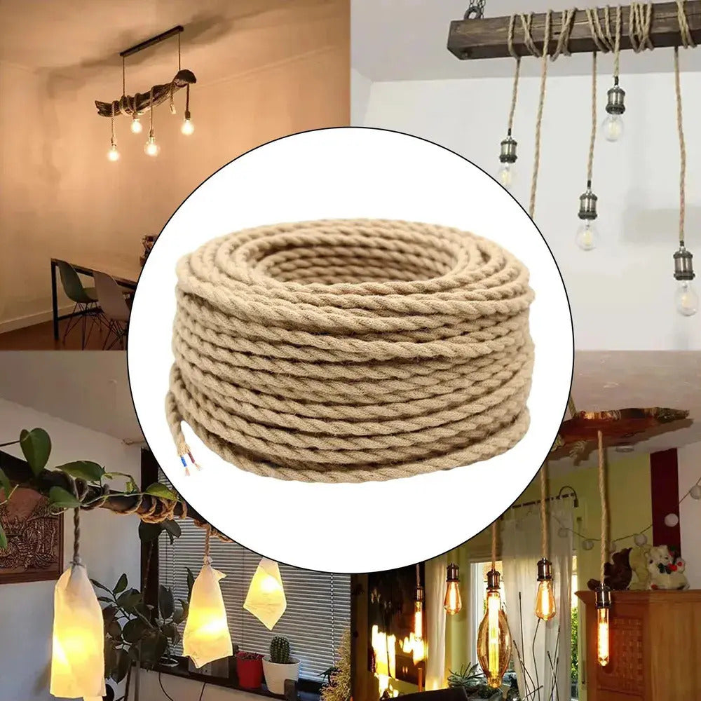 Aplicaciones decorativas del cable de yute en lámparas colgantes