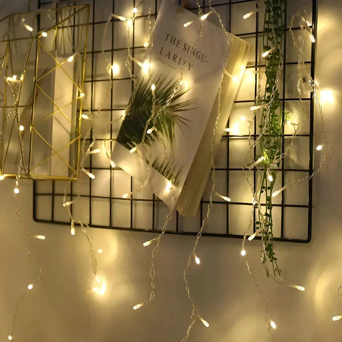 Pack 4 Cortinas LED Cascada 3m Luz Amarilla para Decoración