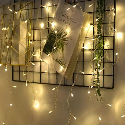 Pack 4 Cortinas LED Cascada 3m Luz Amarilla para Decoración