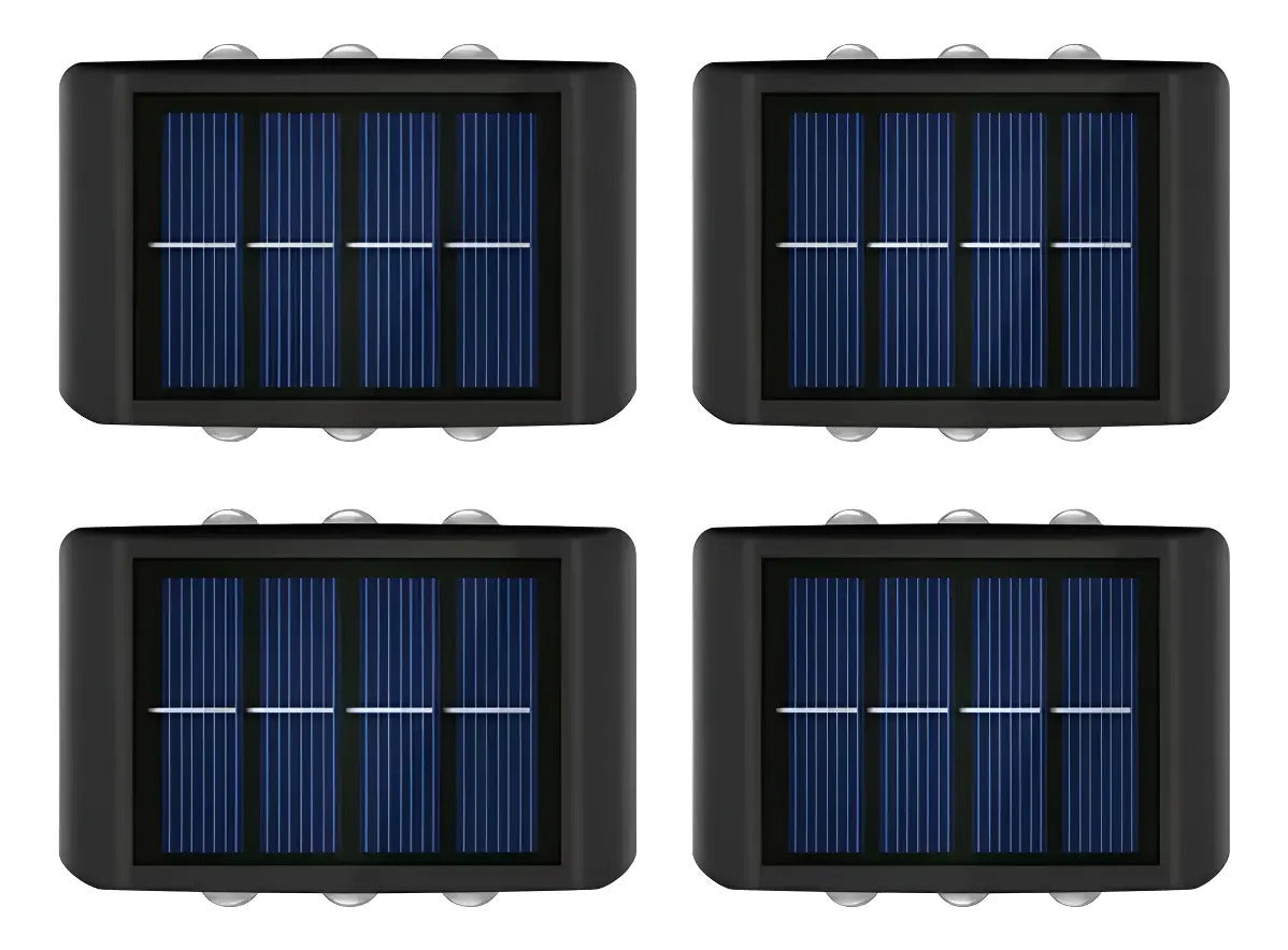 Pack 4 Lamparas Solares de Muro 6 LED Luz Calida