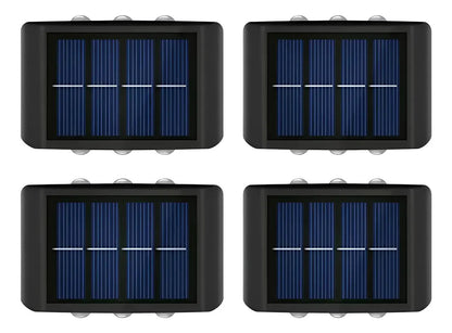 Pack 4 Lamparas Solares de Muro 6 LED Luz Calida