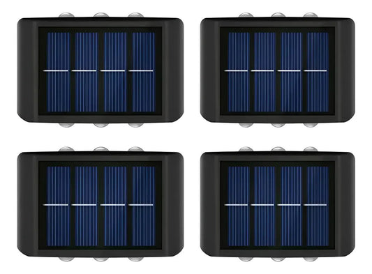 Pack 4 Lamparas Solares de Muro 6 LED Luz Calida