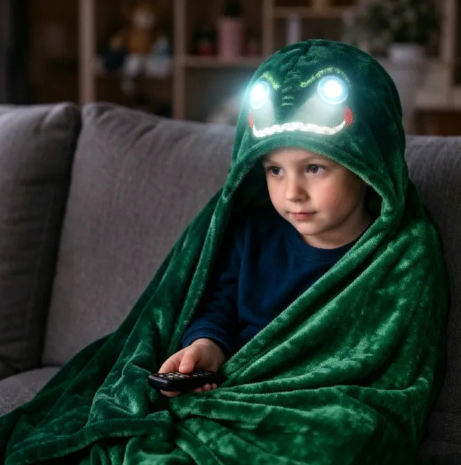 Manta Infantil Animal Con Capucha Y Ojos Led Brillantes