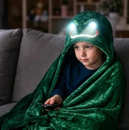 Manta Infantil Animal Con Capucha Y Ojos Led Brillantes