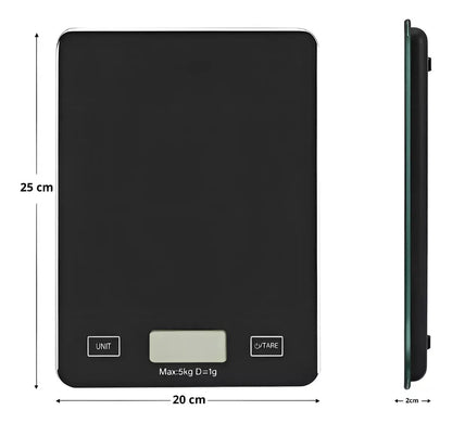 Báscula digital de cocina de alta precisión de 5 kg, color negro