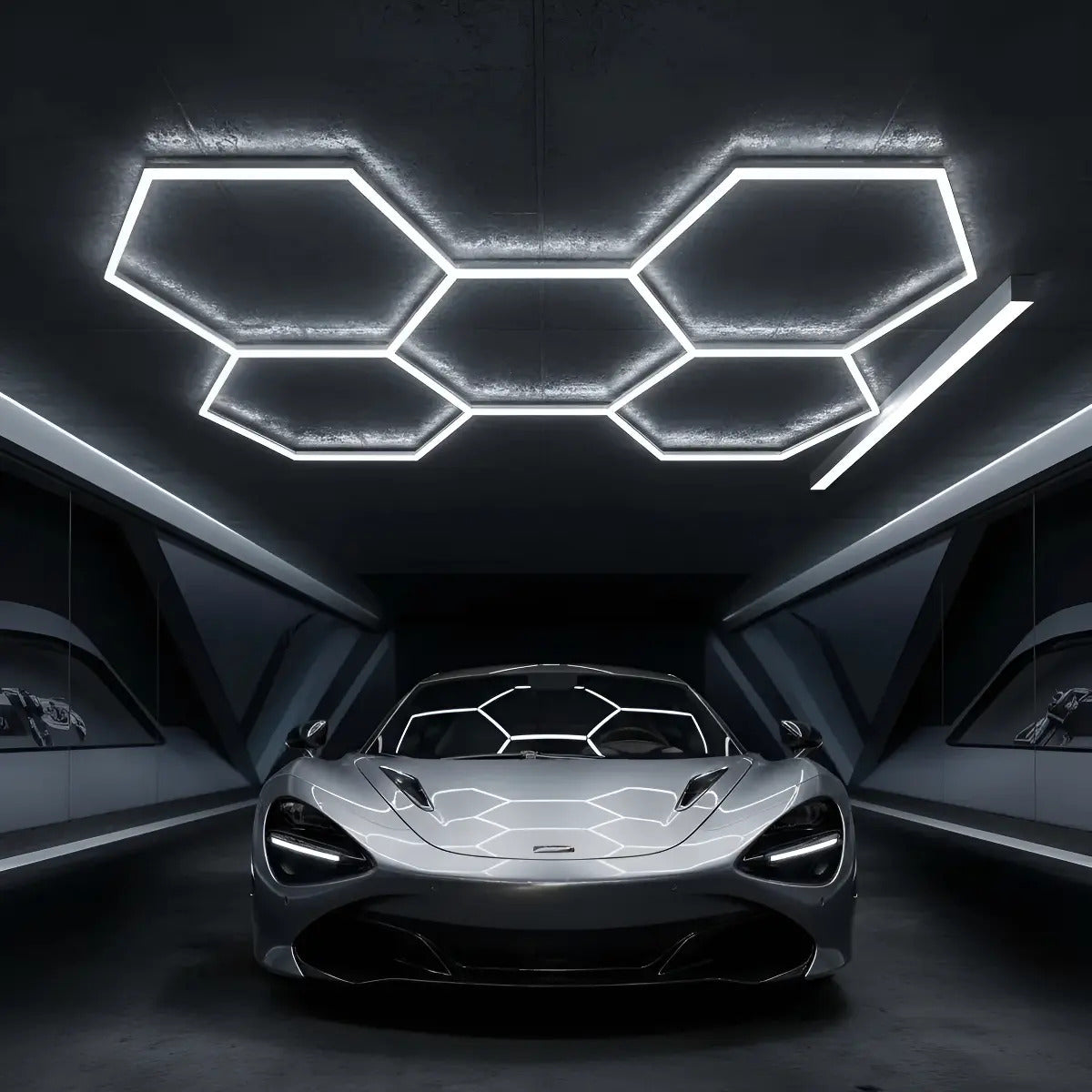 Luz LED Hexagonal Modular 192W 6500K para Techo, Talleres y Barberías