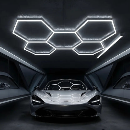 Luz LED Hexagonal Modular 192W 6500K para Techo, Talleres y Barberías