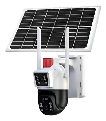 Cámara solar 360° wifi 4mp exterior inalámbrica doble lente