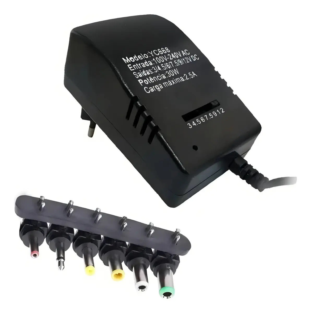 Fuente de Poder Universal Regulable 3V a 12V con 6 Conectores