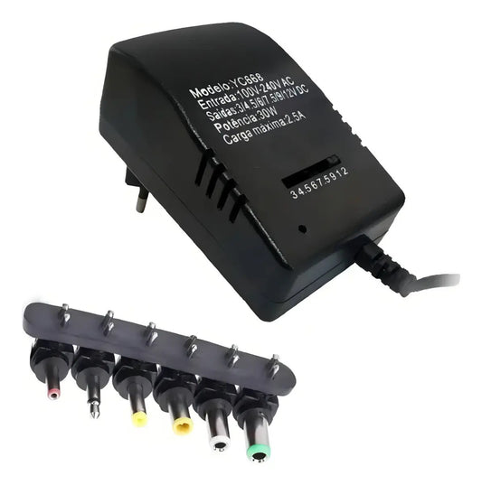 Fuente de Poder Universal Regulable 3V a 12V con 6 Conectores