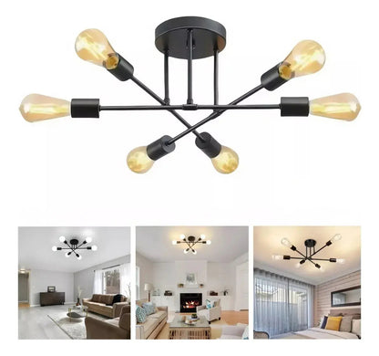Lámpara de Techo Moderna 6 Luces E27 Brazos Giratorios