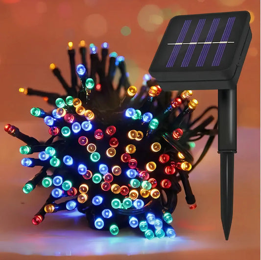 Guirnalda solar LED multicolor de 20 m con 200 luces para Navidad