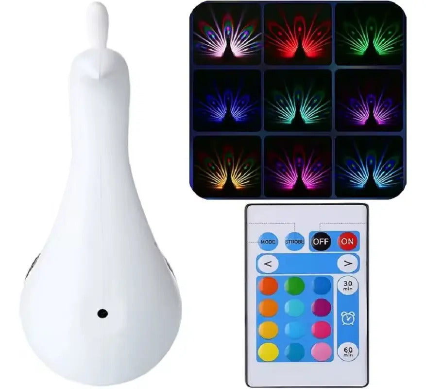Lámpara proyectora LED blanca con control remoto de colores