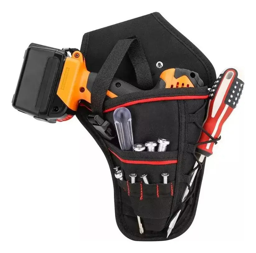 Porta taladro con espacios para brocas, tornillos y destornilladores