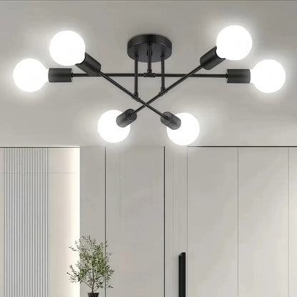 Lámpara de Techo Moderna 6 Luces E27 Brazos Giratorios