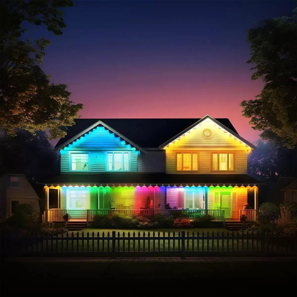 Cadena LED RGBIC Exterior 15 m con App y Control Remoto IP67 para Navidad Fiesta