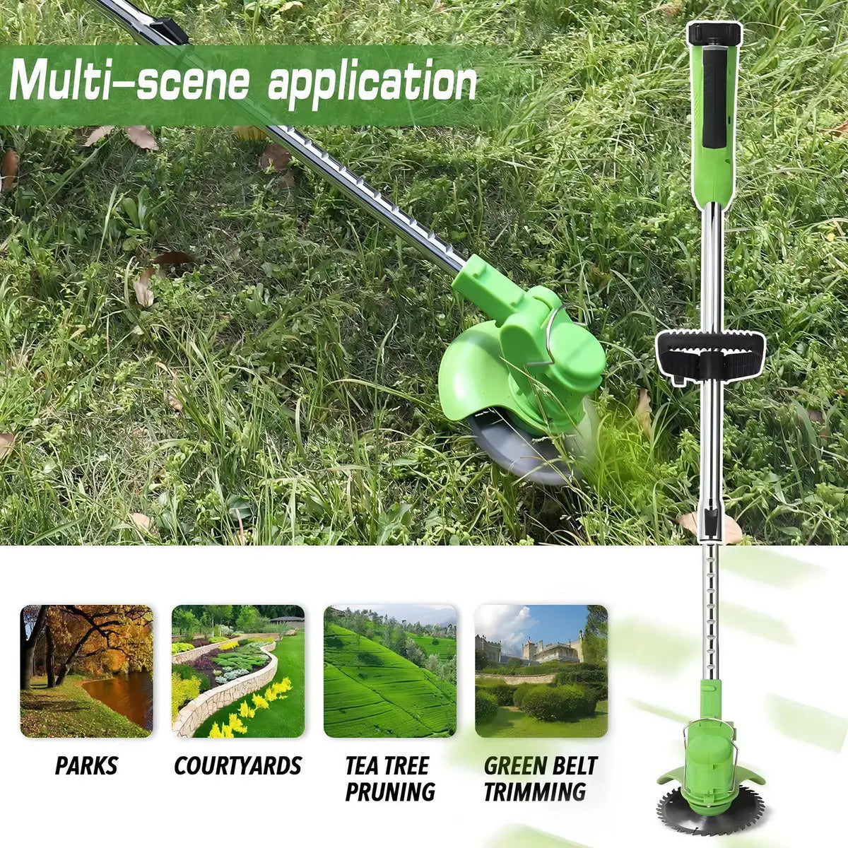 Orilladora inalámbrica para mantención de jardines, patios y áreas verdes