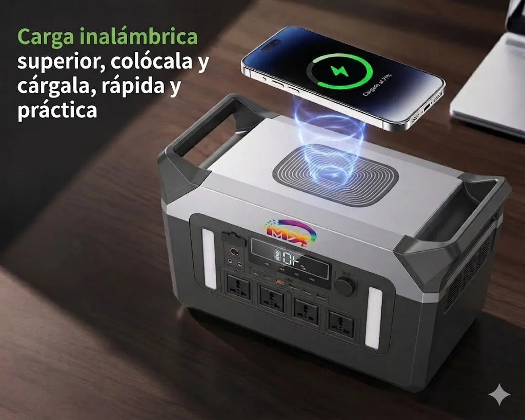 Estación de Energía Portátil 2500W 1792Wh con Carga Inalámbrica MXR