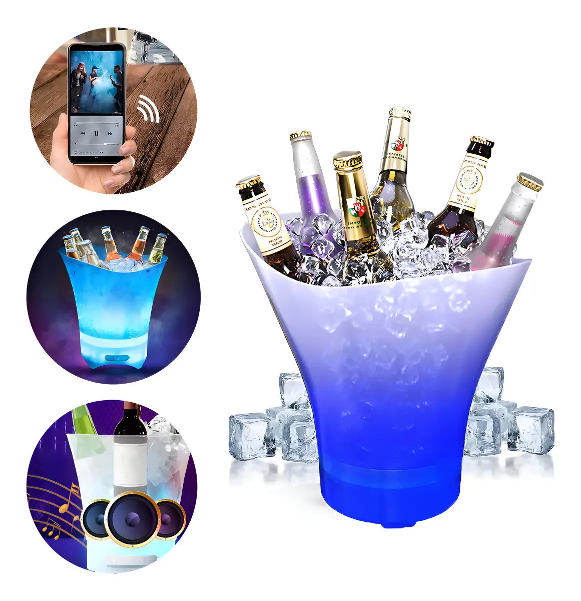 Cubitera De 5l Con Luz Led Para Eventos Y Bar