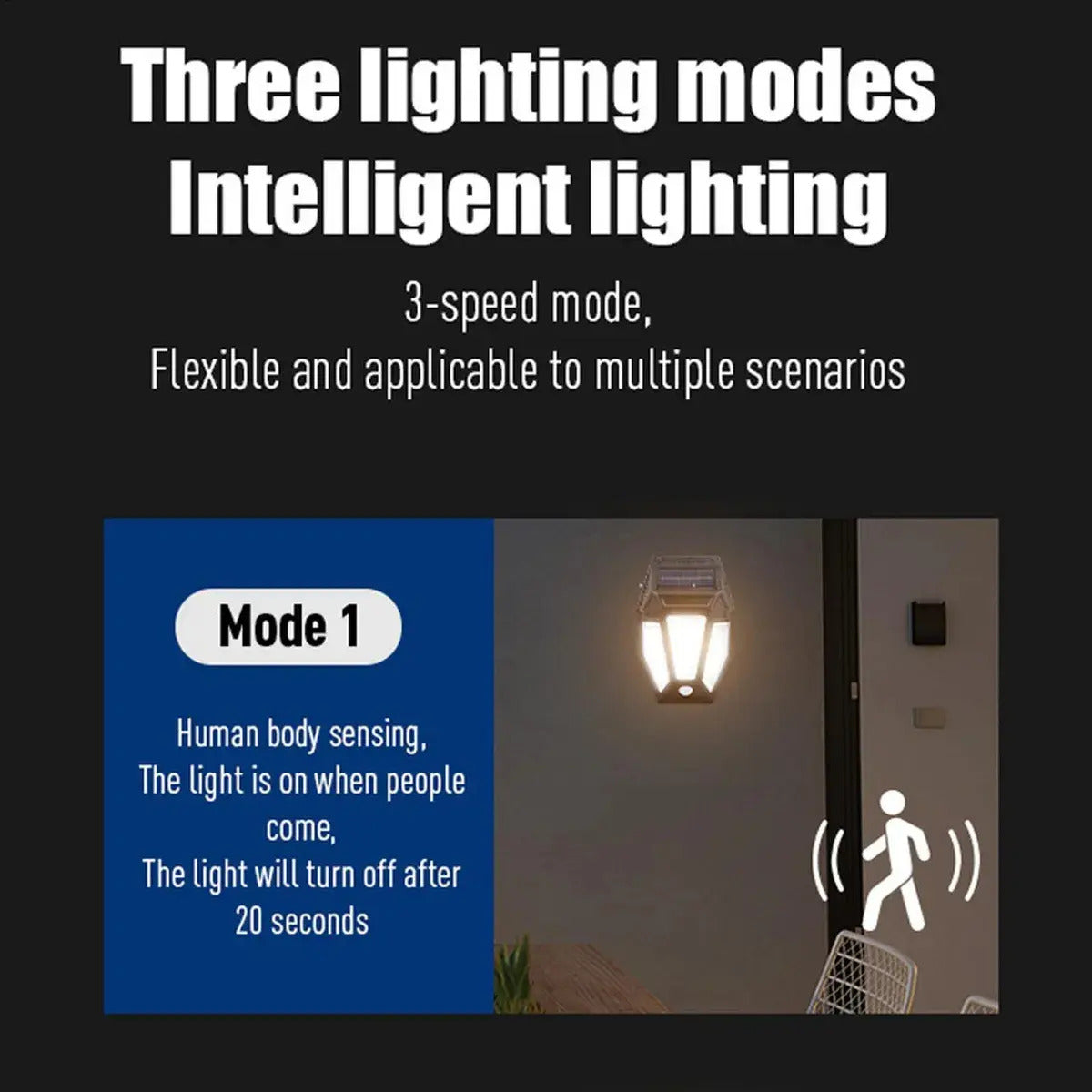 Farol Solar De Pared + Sensor Movimiento Luz Cálida Exterior