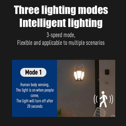 Farol Solar De Pared + Sensor Movimiento Luz Cálida Exterior