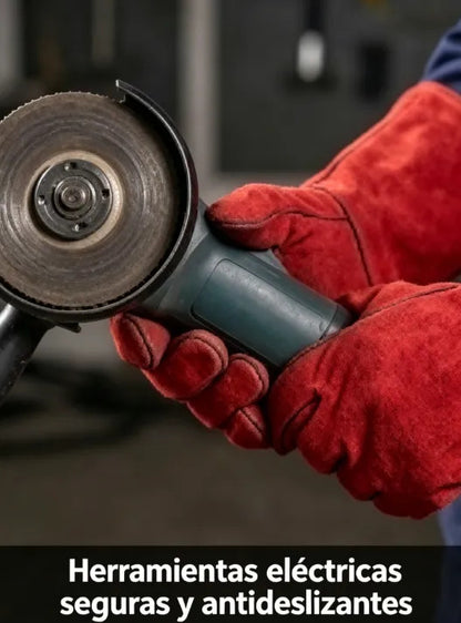 Guantes De Seguridad Soldador Cuero Rojo Mosquetero