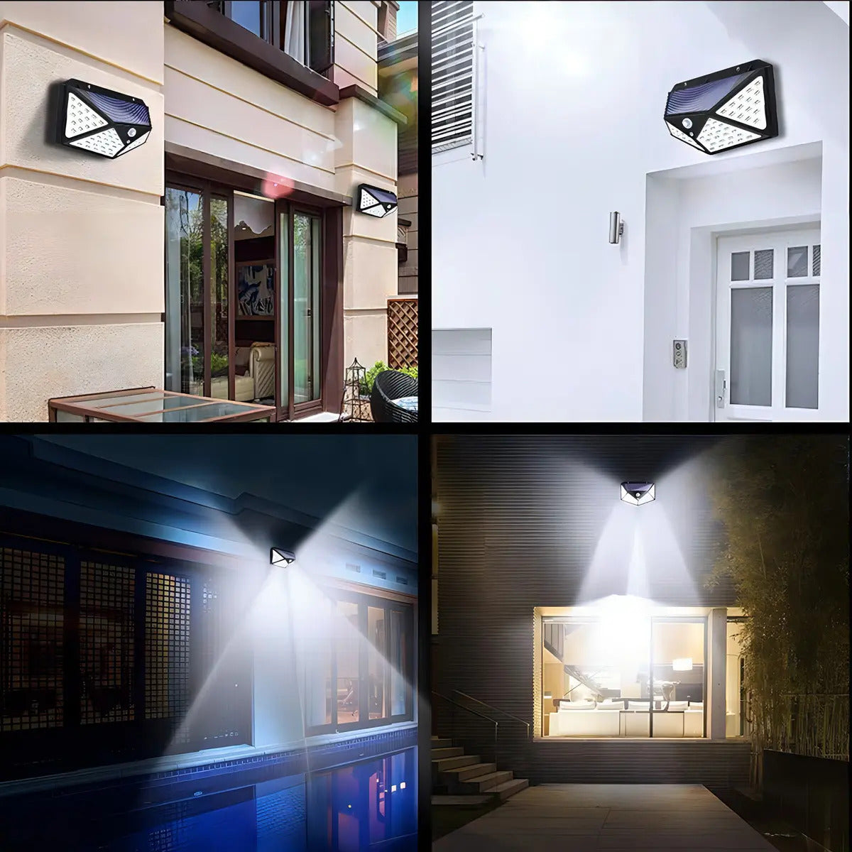Pack 4 Lámparas Solares 100 Led Con Sensor Exterior