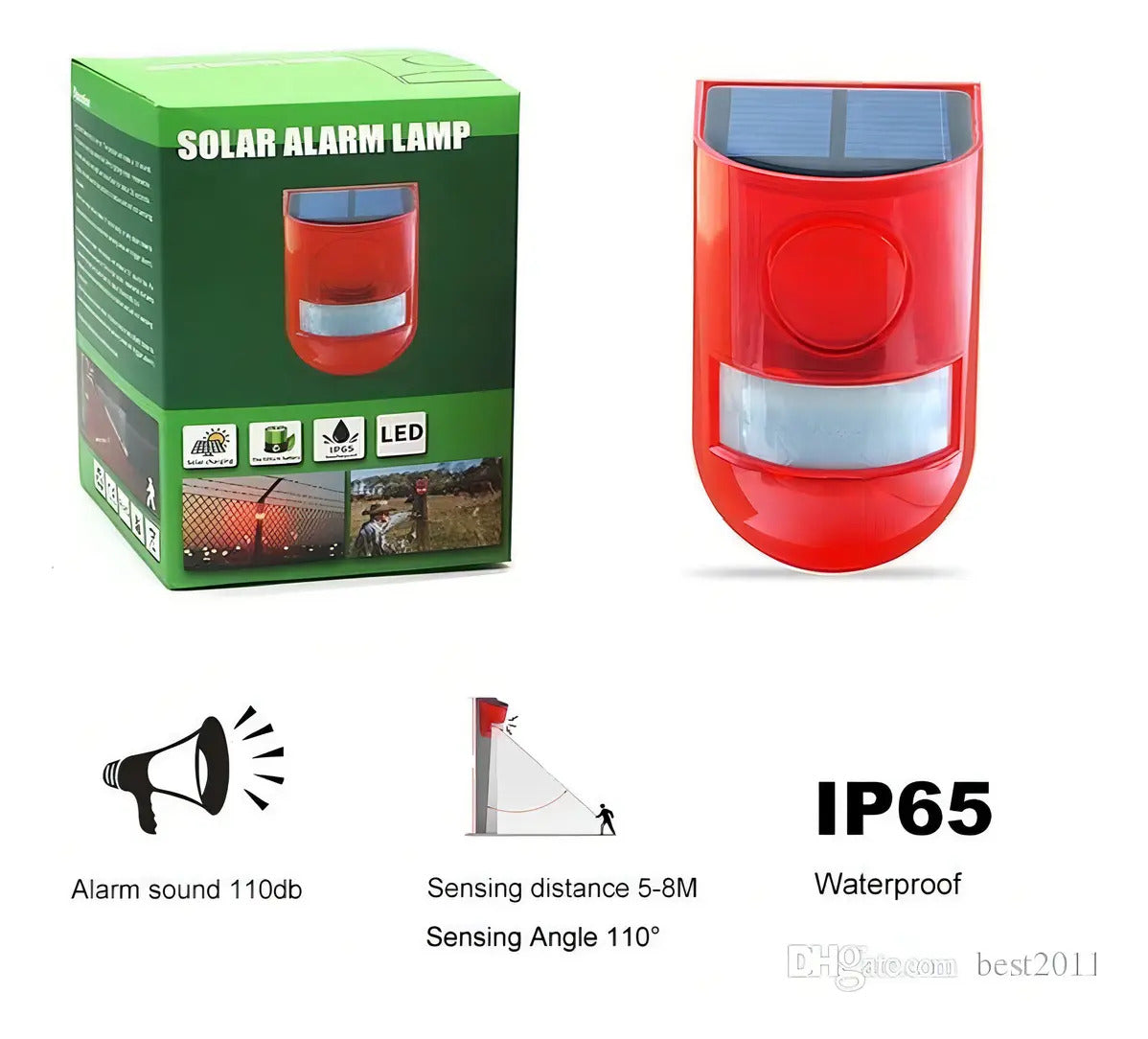 Sirena Solar 129dB con Sensor de Movimiento e IP65