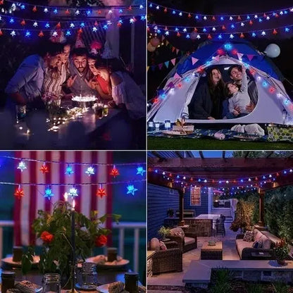 Guirnalda Solar 10m Estrellas Para Terraza Fiestas Patrias