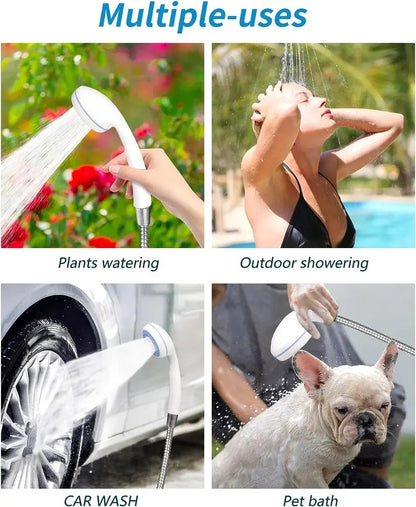 Usos de ducha portátil para plantas, mascotas y lavado exterior