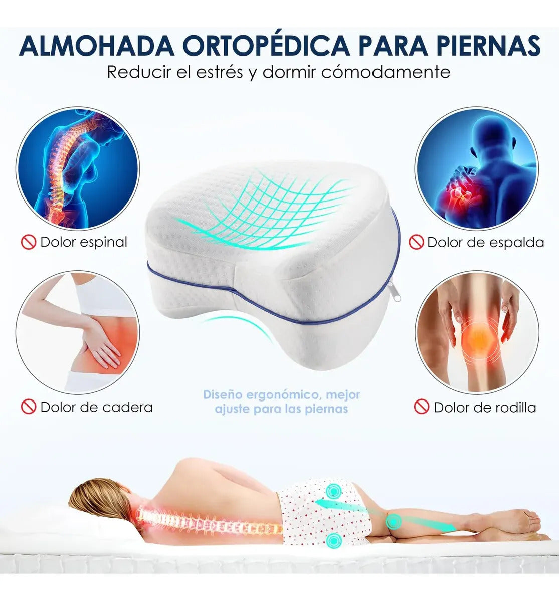 Cojín ergonómico viscoelástico para soporte lumbar y ciática