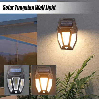 Farol Solar De Pared + Sensor Movimiento Luz Cálida Exterior