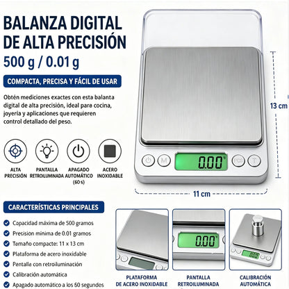 Balanza Digital 500g Precisión Cocina Joyería Portátil