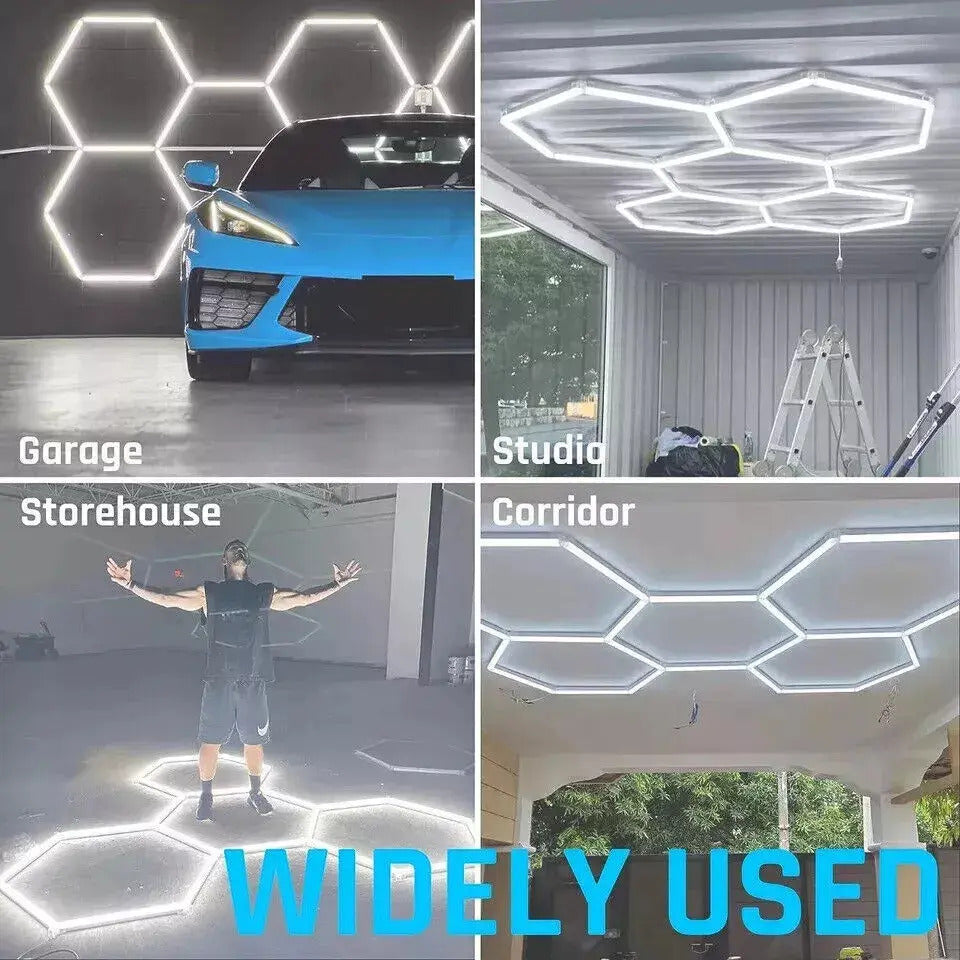 Luz LED Hexagonal Modular 192W 6500K para Techo, Talleres y Barberías