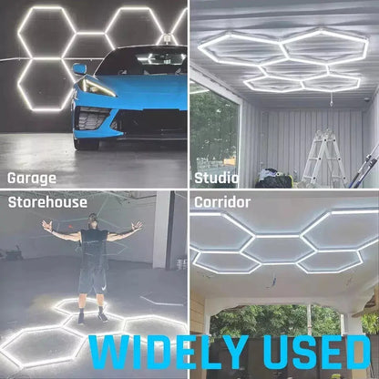Luz LED Hexagonal Modular 192W 6500K para Techo, Talleres y Barberías