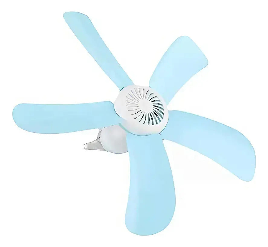 Vista inferior del ventilador colgante compacto para dormitorio y oficina