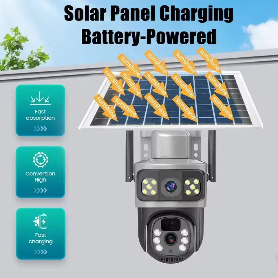 4G Solar Outdoor IP Camera Dual Lens Security Surveillance